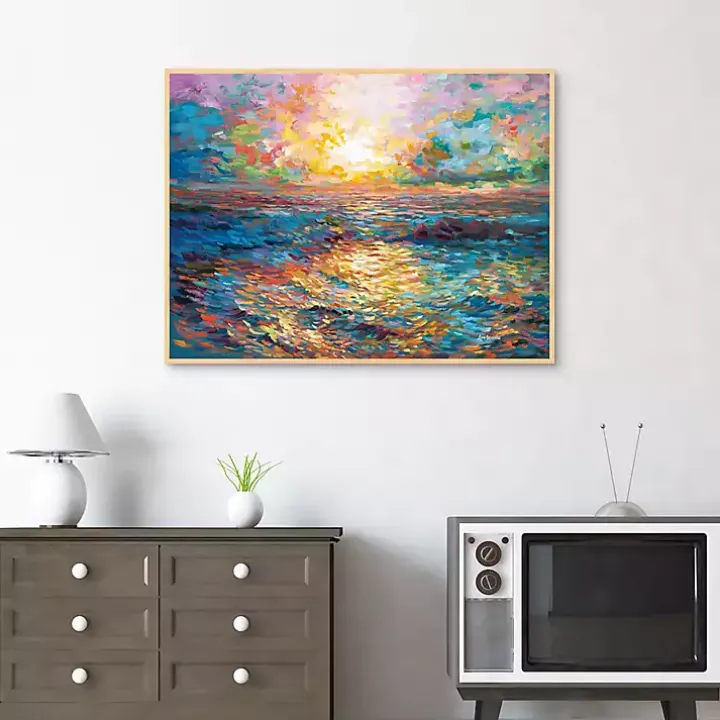 Sunset in Mykonos Framed Canvas Art Print