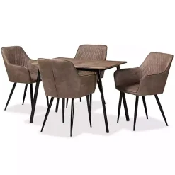 Table and Leather Bucket Chairs 5-pc. Dining Set