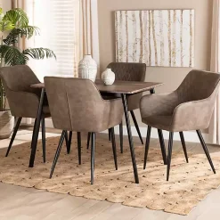 Table and Leather Bucket Chairs 5-pc. Dining Set