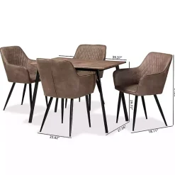 Table and Leather Bucket Chairs 5-pc. Dining Set
