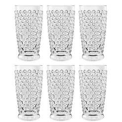 Tall Clear Embossed Acrylic Tumblers, Set of 6