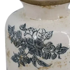 Tall Gray and Ivory Vase