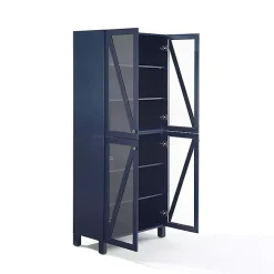 Tall Navy Triangle 4-Door Wood Cabinet
