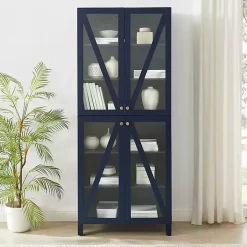 Tall Navy Triangle 4-Door Wood Cabinet