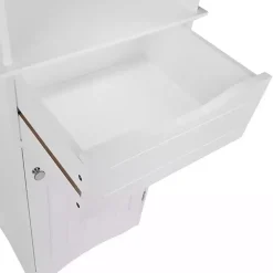 Tall White Open Shelves Cabinet