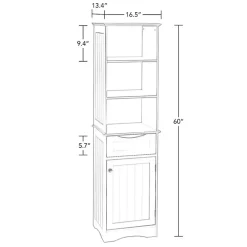 Tall White Open Shelves Cabinet