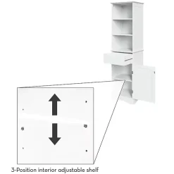 Tall White Open Shelves Cabinet