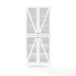 Tall White Triangle 4-Door Wood Cabinet