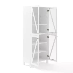 Tall White Triangle 4-Door Wood Cabinet