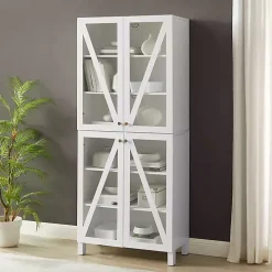 Tall White Triangle 4-Door Wood Cabinet