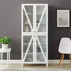 Tall White Triangle 4-Door Wood Cabinet
