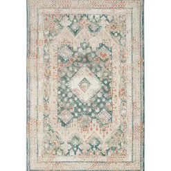 Talula Teal Bohemian Vintage Area Rug, 5x7