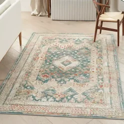 Talula Teal Bohemian Vintage Area Rug, 5x7