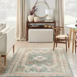 Talula Teal Bohemian Vintage Area Rug, 5x7