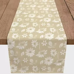 Tan and White Wildflower Table Runner, 72 in.