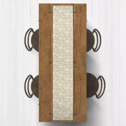 Tan and White Wildflower Table Runner, 90 in.