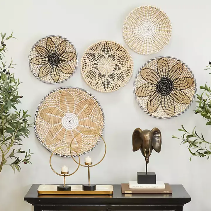 Tan Bohemian Seagrass 5-pc. Wall Plaque Set