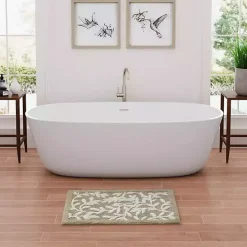 Tan Botanical Cotton Bath Mat, 34 in.