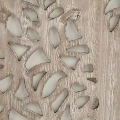 Tan Carved Wood Laurel Branches Panel Wall Plaque