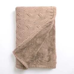 Tan Chenille Cable Knit Throw