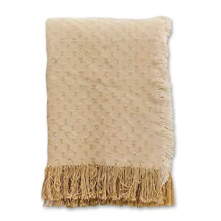 Tan Dotted Woven Throw