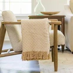 Tan Dotted Woven Throw