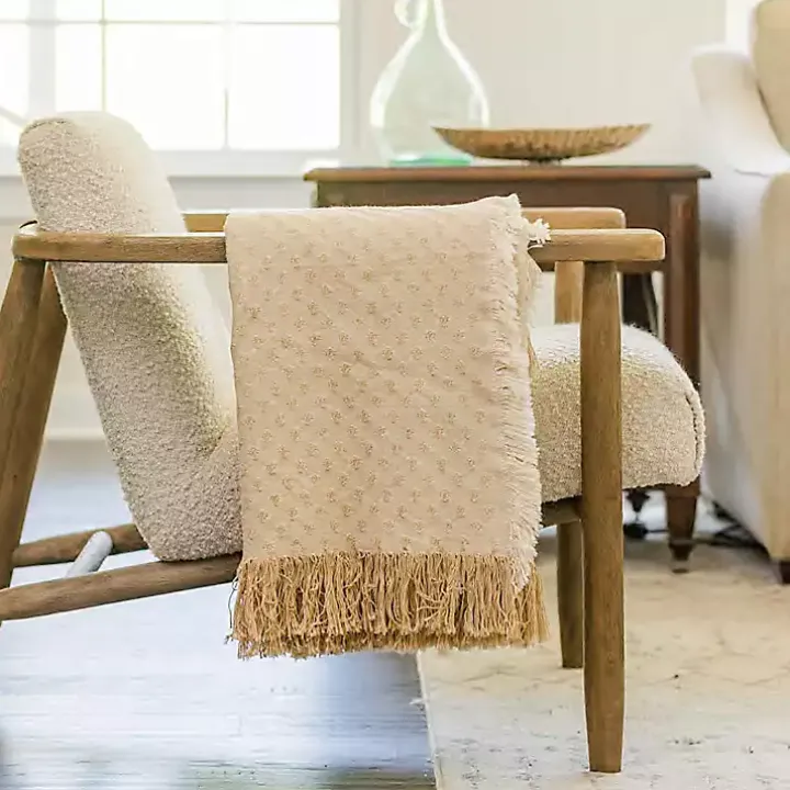 Tan Dotted Woven Throw