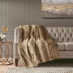 Tan Faux Fur Oversized Throw Blanket