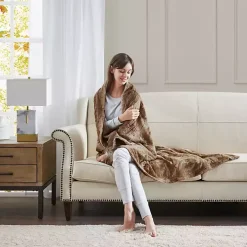 Tan Faux Fur Oversized Throw Blanket