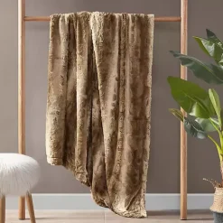 Tan Faux Fur Oversized Throw Blanket
