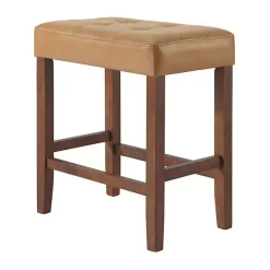 Tan Faux Leather Madison Walnut Counter Stool