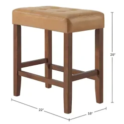 Tan Faux Leather Madison Walnut Counter Stool