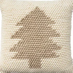 Tan Looped Christmas Tree Pillow