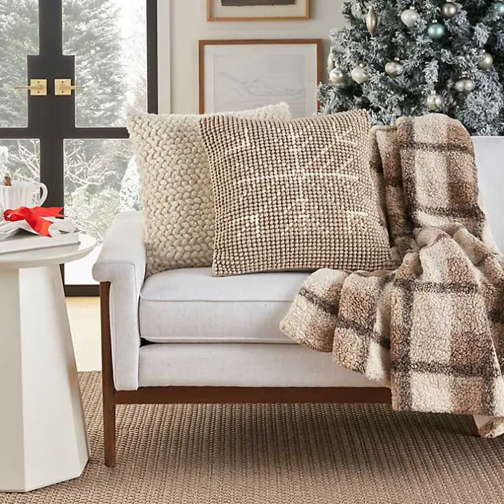 Tan Looped Snowflake Pillow