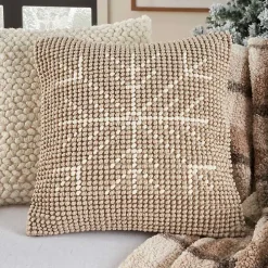 Tan Looped Snowflake Pillow