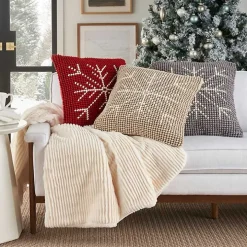 Tan Looped Snowflake Pillow