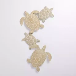 Tan Metal Sea Turtles Wall Plaque