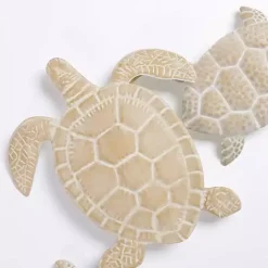 Tan Metal Sea Turtles Wall Plaque
