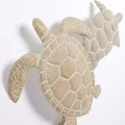 Tan Metal Sea Turtles Wall Plaque