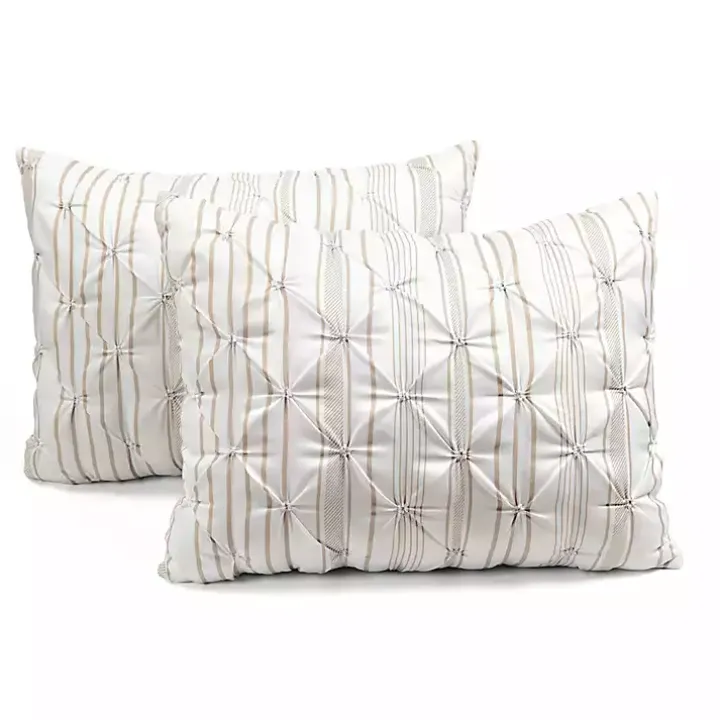 Tan Pintuck Stripe Full/Queen 5-pc. Comforter Set