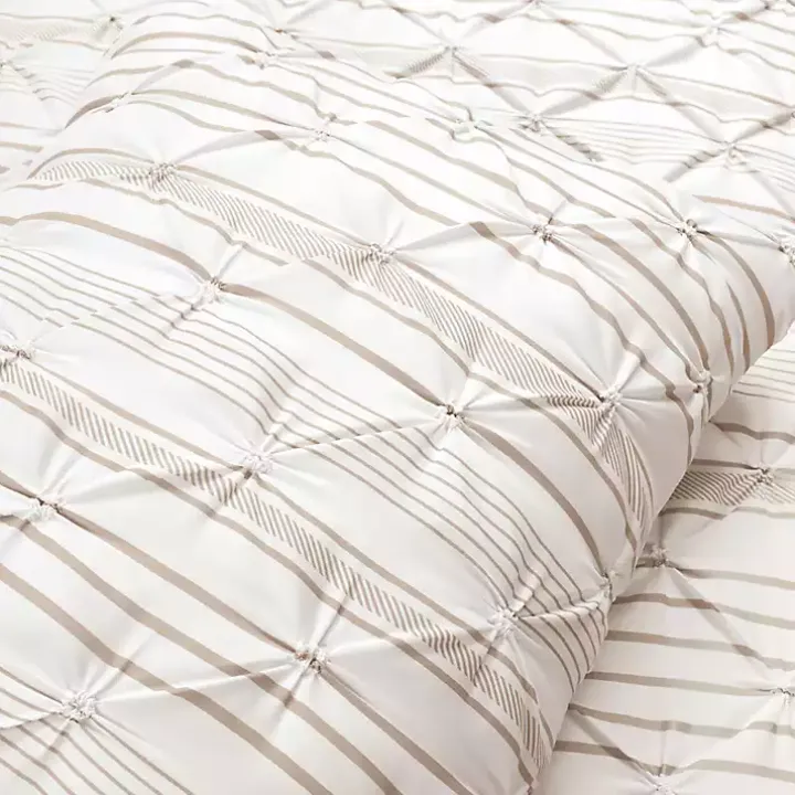 Tan Pintuck Stripe King 5-pc. Comforter Set