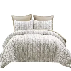 Tan Pintuck Stripe King 5-pc. Comforter Set