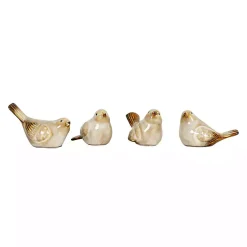 Tan Porcelain Bird Figurines, Set of 4