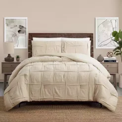 Tan Riley Pleated 3-pc. Full/Queen Comforter Set