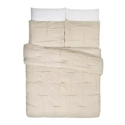 Tan Riley Pleated 3-pc. Full/Queen Comforter Set
