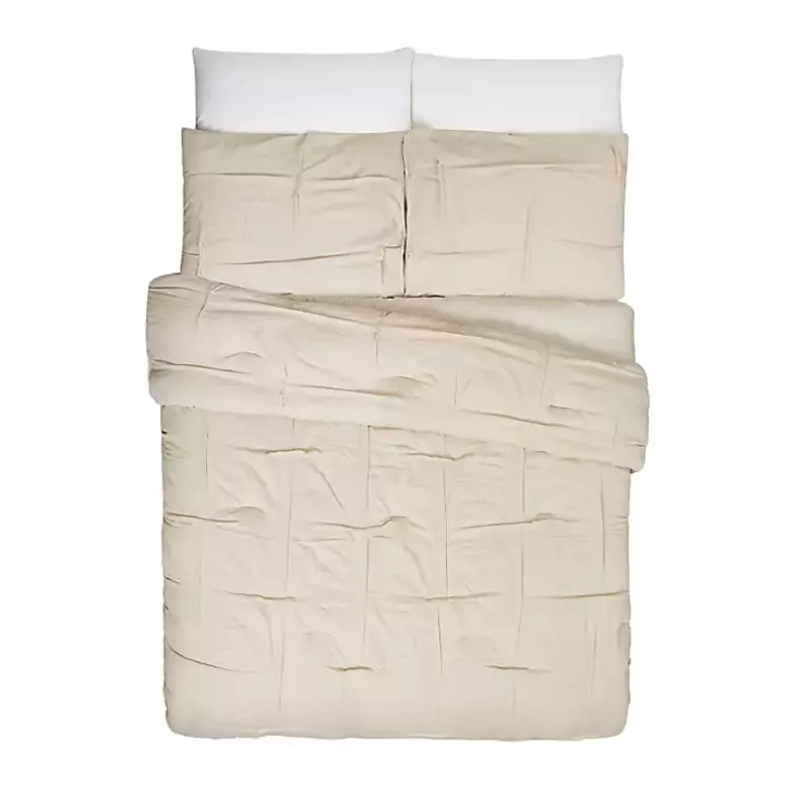 Tan Riley Pleated 3-pc. Full/Queen Comforter Set