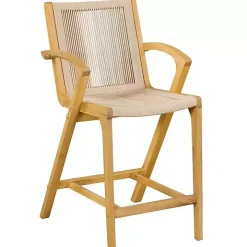 Tan Rope and Honey Wood Counter Stool