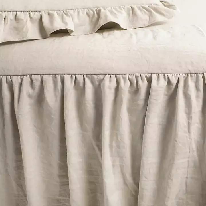 Tan Ruffle Skirt 3-pc. Queen Comforter Set