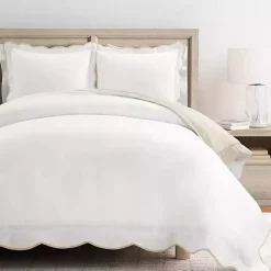 Tan Scallop Edge 3-pc. Full/Queen Duvet Cover Set