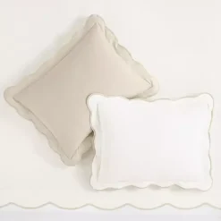 Tan Scallop Edge 3-pc. Full/Queen Duvet Cover Set